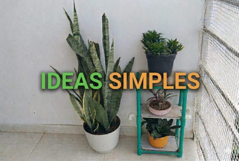 Soporte casero para plantas con tubos reciclados